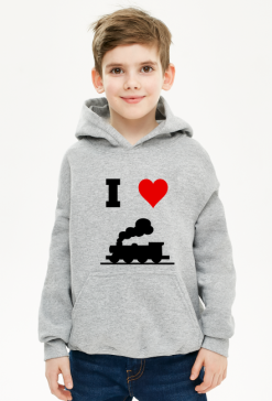 Bluza dziecięca z kapturem "I love pociąg"