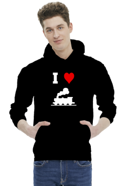 Bluza męska z kapturem "I love pociąg"
