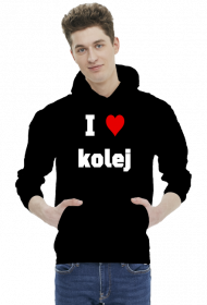 Bluza męska z kapturem "I love kolej"