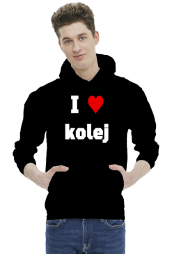 Bluza męska z kapturem "I love kolej"
