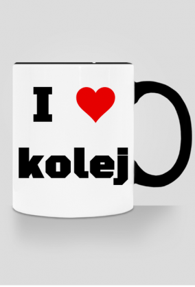 Kubek z kolorowym uchem "I love kolej"