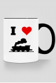 Kubek z kolorowym uchem "I love pociąg"