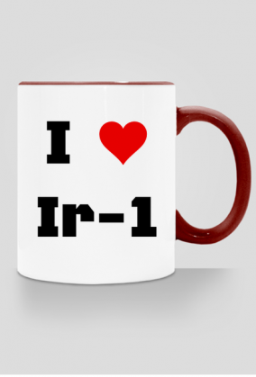 Kubek z kolorowym uchem "I love Ir-1"