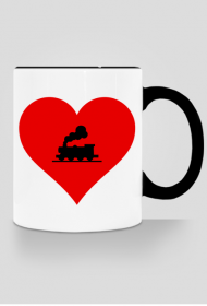 Kubek z kolorowym uchem "Kocham kolej"