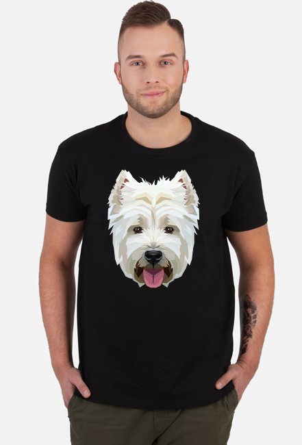 West Highland White Terrier geometryczny koszulka z Twoim Zwierzakiem