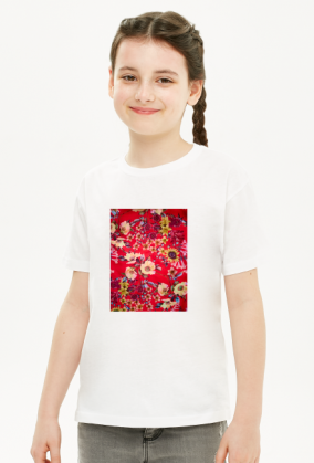 T-shirt dziecięcy z nadrukiem - kwiaty, mama i córka