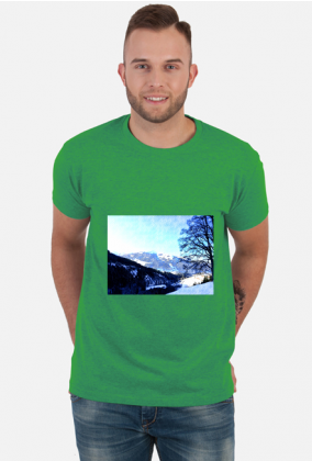 Bluzka męska z kolorowym nadrukiem - góry Alpy, Austria