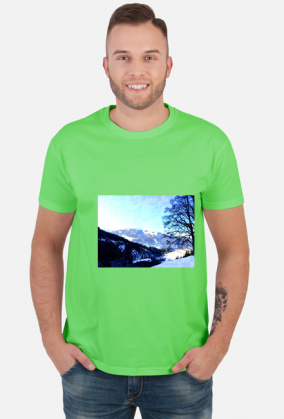 Bluzka męska z kolorowym nadrukiem - góry Alpy, Austria