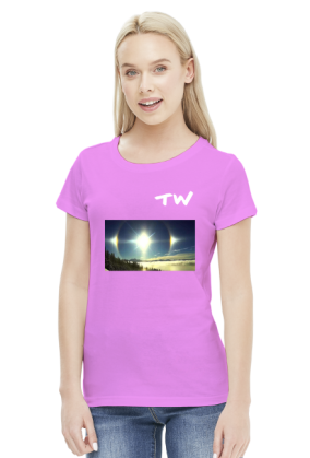 Koszulka damska z naszym logo oraz grafiką niebocentryzmu