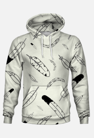 Bluza z kapturem we wzory (pióra)