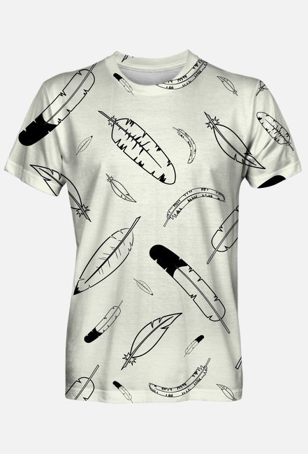 T-Shirt męski we wzory (pióra)