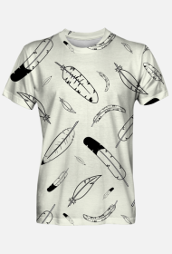 T-Shirt męski we wzory (pióra)
