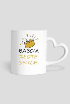 Kubek z uchem w kształcie serca "Babcia Złote Serce"