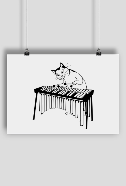 Plakat na ścianę z kocim muzykantem