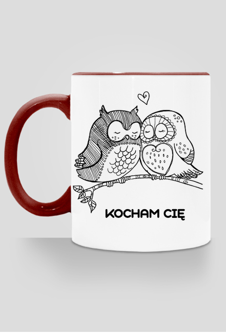 Kubek z sówkami Kocham Cię (z czerwonym uchem)