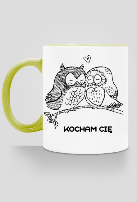 Kubek z sówkami Kocham Cię (z zielonym uchem)