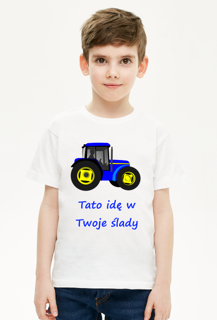 Koszulka Tato idę w Twoje ślady traktor rolnik