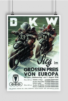 Plakat A2 42x59cm DKW vintage