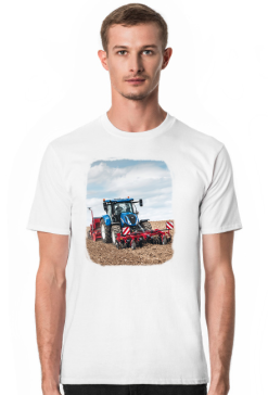 koszulka z traktorem New Holland podczas uprawy