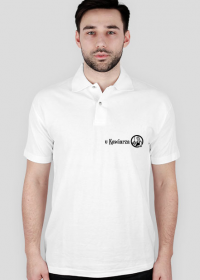Męska, biała koszulka polo z logo "u Kawiarza"