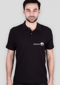 Męska, czarna koszulka polo z logo "U Kawiarza"