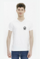 Męska, biała koszulka V z logo "U Kawiarza"
