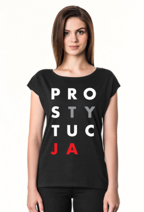 Koszulka damska, czarna PROSTYTUCJA (Konstytucja parodia). Zobacz też inne wzory!