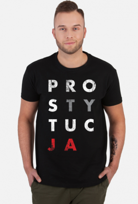 Nowość! Koszulka czarna PROSTYTUCJA Grunge (Konstytucja parodia). Zobacz też inne wzory!