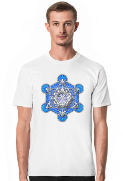 Koszulka Męska Sakralna Geometria Metatron Niebieski Wzór