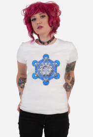 Koszulka Damska Sakralna Geometria Metatron Niebieski Wzór