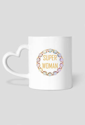 Kubek z uchem w kształcie serca "Super Woman"