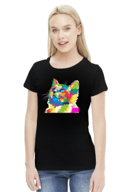 koszulka damska z kotem kolor