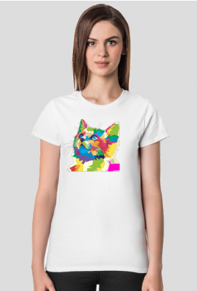 koszulka damska z kotem kolor