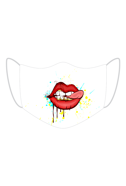 Maseczka kolorowa z ustami i zębami, maseczka z nadrukiem
