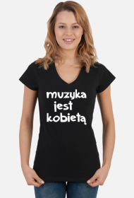 muzyka jest kobietą koszulka czarna damska