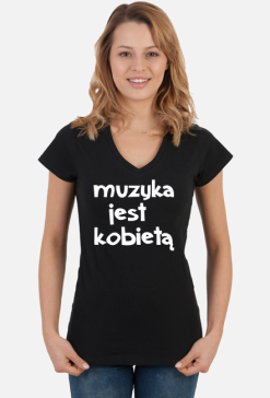 muzyka jest kobietą koszulka czarna damska