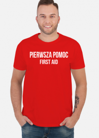 Koszulka czerwona PIERWSZA POMOC | Dwujęzyczna