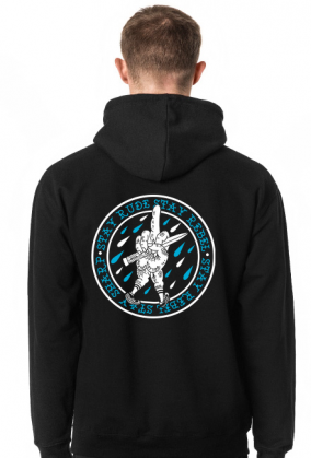 Stay Sharp logo two side dark gray hood