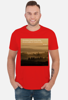 Koszulka Chociażbym chodził ciemną doliną, zła się nie ulęknę, bo Ty jesteś ze mną - różne kolory