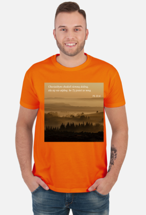 Koszulka Chociażbym chodził ciemną doliną, zła się nie ulęknę, bo Ty jesteś ze mną - różne kolory