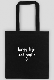 torba ekologiczna czarna happy life and smile