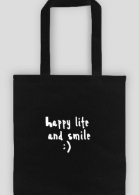 torba ekologiczna czarna happy life and smile