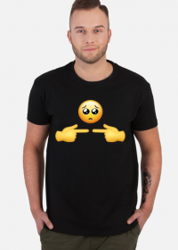 Czarna koszulka męska emoji nieśmiałość