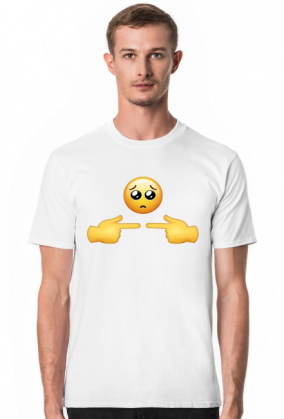 Biała koszulka męska emoji nieśmiałość