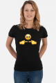 Czarna koszulka damska emoji nieśmiałość