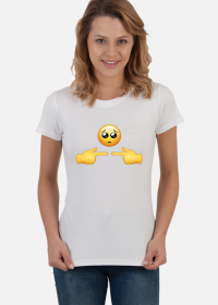 Biała koszulka damska emoji nieśmiałość