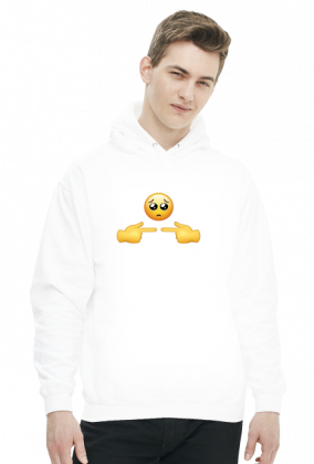 Biała bluza męska emoji nieśmiałość