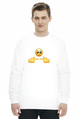 Biała bluza unisex emoji nieśmiałość