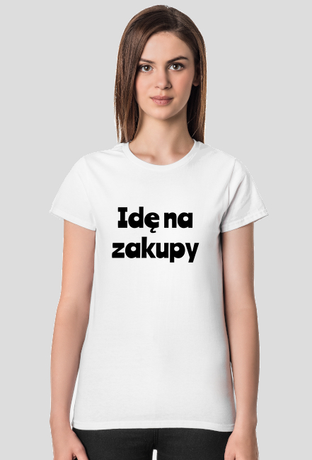 Idę na zakupy - koszulka biała damska