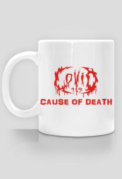 Kubek COVID-19 - 'Cause of Death' logo RED